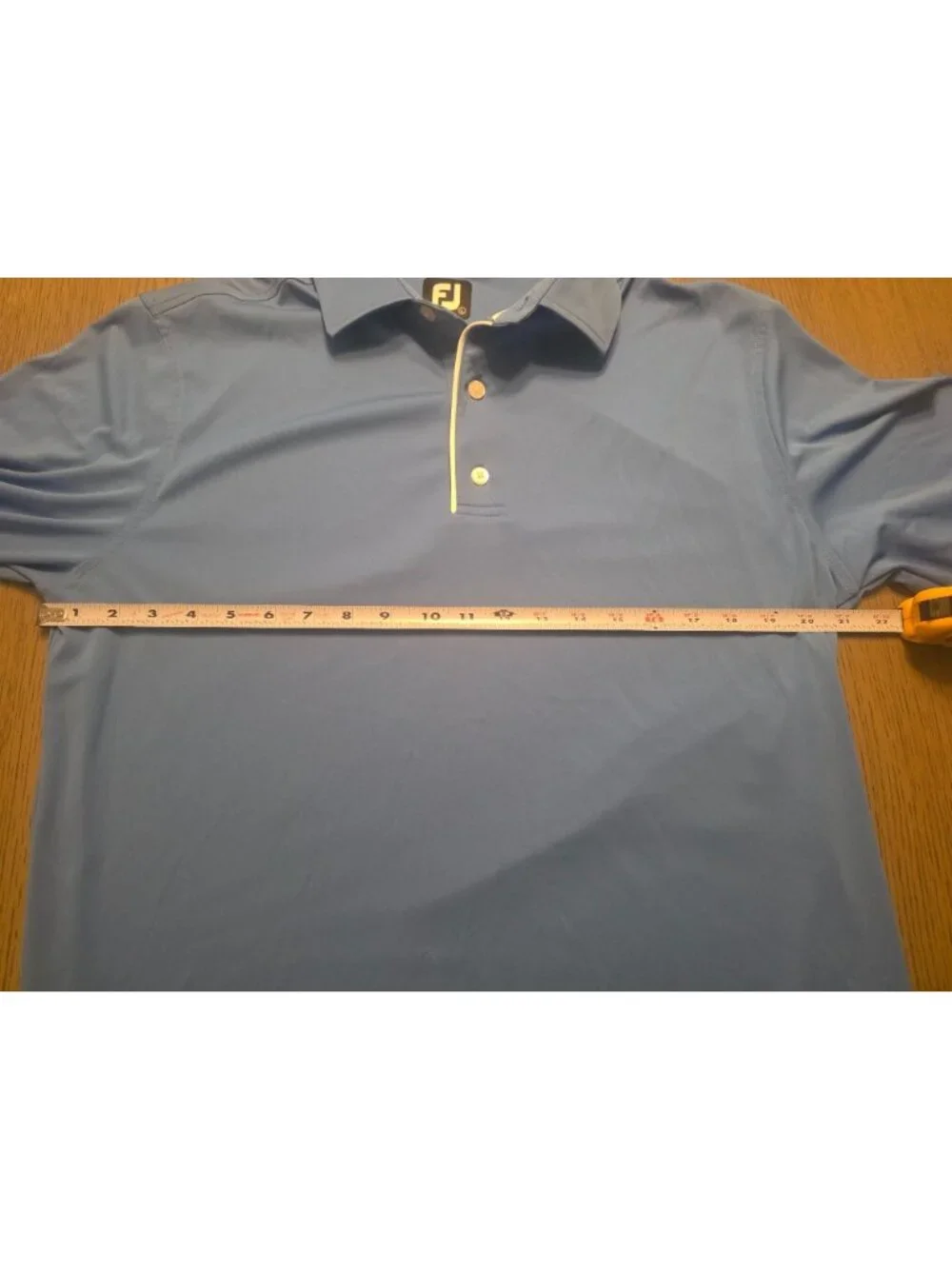 Footjoy Men's Blue White Piped Long Sleeve Performance Golf Shirt L EUC